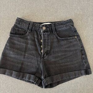 Dynamite High-Rise Button-Fly Black Denim Shorts (Size 25)